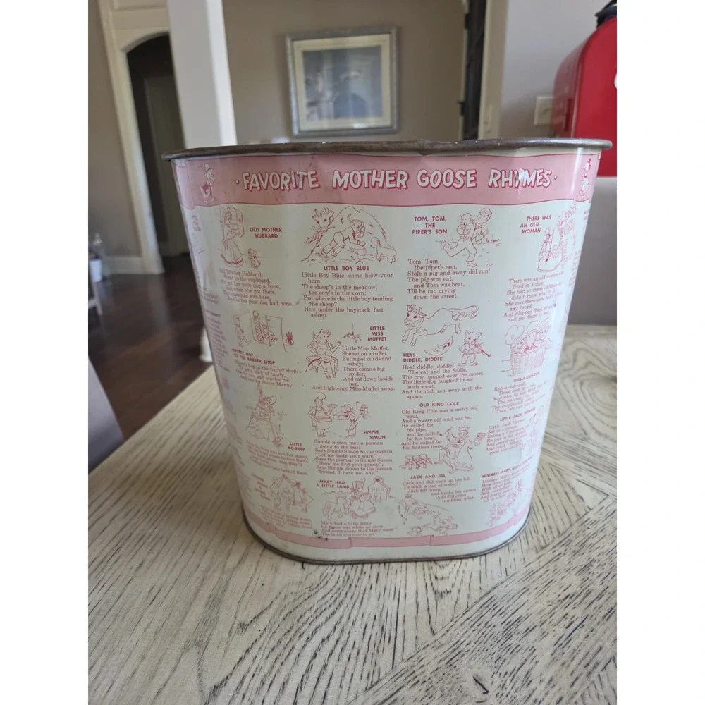 Vintage Mother Goose Trash Can Seesaw Jane Dick Spot Nursey Trash Can Weibro